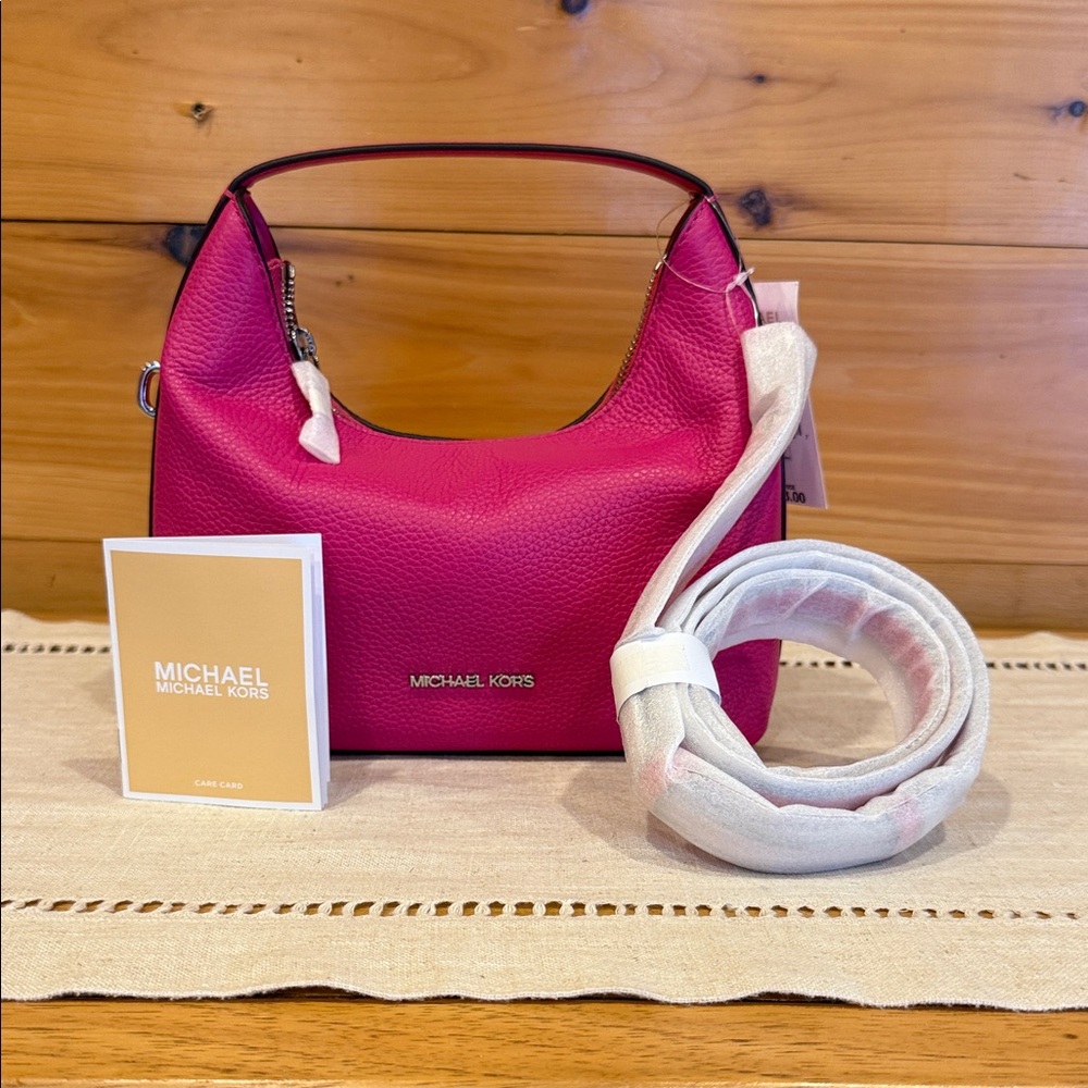 Michael Kors Vibrant Pink Hobo Bag (Dragonfruit)
